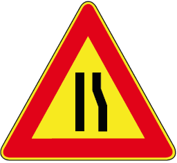 SEGNALI DI PERICOLO TEMPORANEI | STRETTOIA ASIMMETRICA A DESTRA | FIG. 386